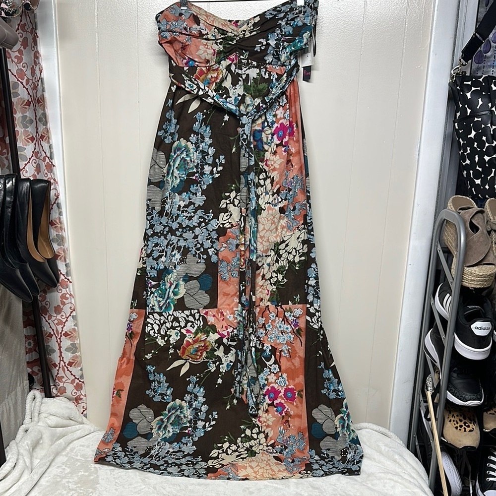 Fire Los Angeles Asymmetrical Pink and Green Gown